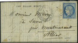 Lettre Le Général Renault, Dépêche Ballon N° 13, Départ Paris Ministère Des Finances 9.12.70 4ème Levée Pour Montmarault - Other & Unclassified