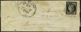 Lettre N° 3, 20c Noir Bdf, Obl Grille Sur L + Cad Type 13 29 Janv. 1849, T.B. - Andere & Zonder Classificatie