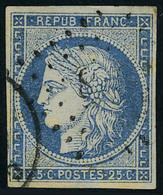 Oblitéré N° 4 + 4a, 25c Bleu Et Bleu Foncé, T.B. - Sonstige & Ohne Zuordnung