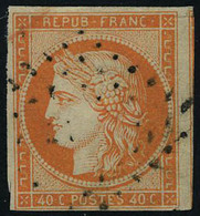 Oblitéré N° 5a, 40c Orange Vif Obl Légère, TB Signé JF Brun - Andere & Zonder Classificatie