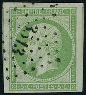 Oblitéré N° 12a, 5c V Ert Jaune, Belles Marges Dont 2 Voisins, Obl LOS PC 3513 Légère, Superbe - Otros & Sin Clasificación