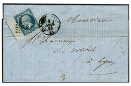 Lettre N°14. 20c Bleu. BdF Avec Filet D'encadrement Oblitéré S/Lettre Pour Lyon. (Pli D'archive S/BdF). T.B. (Cote Maury - Otros & Sin Clasificación