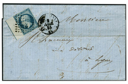 Lettre N°14. 20c Bleu. BdF Avec Filet D'encadrement Oblitéré S/Lettre Pour Lyon. (Pli D'archive S/BdF). T.B. (Cote Maury - Other & Unclassified
