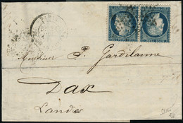 Lettre N° 37. 20c Bleu Type Siège, Paire Horizontale Tête-bêche Sur L. De Paris Pl De La Bourse (31 Juil. 71), Pou Dax,  - Andere & Zonder Classificatie