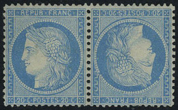 Neuf Sans Charnière N° 37c, 20c Bleu Siège, Paire Horizontale Tête Bêche, TB Signé + Certificat JF Brun - Other & Unclassified