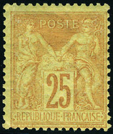 Neuf Avec Charnière N° 92, 25c Bistre Brun Sur Jaune Pâle, T.B. Maury 92a. - Other & Unclassified