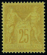 Neuf Avec Charnière N° 92, 25c Bistre Sur Jaune, Bien Centré, Cl, T.B. - Sonstige & Ohne Zuordnung