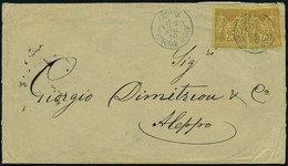 Lettre L. Avec TP De France N° 92 X 2, Càd Smyrne 9 Juil 80, Pour Alep, Au Verso : 4 TP De Turquie émission De 1876/82 O - Sonstige & Ohne Zuordnung