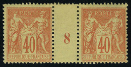 Neuf Avec Charnière N° 94, 40c Rouge Orange Type II Paire Hor Millésime 8 T.B. - Altri & Non Classificati