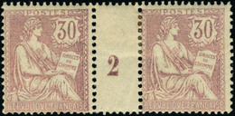 Neuf Avec Charnière N° 128. 30c Violet, Paire Horizontale Avec Millésime 2, Dont 1 Ex Neuf **. T.B. - Altri & Non Classificati