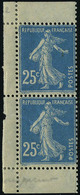 Neuf Avec Charnière N° 140F, 25c Bleu Semeuse, Paire Verticale De Carnet Type II, Chaque Timbre Avec Infime Trace De Ch, - Altri & Non Classificati