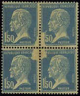 Neuf Sans Charnière N° 181, 1f50 Bleu Pasteur, Bloc De 4 Dont 2ex Neufs * Avec Gros Défaut D'impression Tache Blanche Af - Altri & Non Classificati