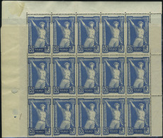 N° 186, 50c Bleu JO 1924 Bloc De 25ex Bdf Tout Autour, Bon Centrage TB - Sonstige & Ohne Zuordnung