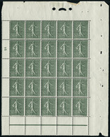 Neuf Sans Charnière N° 198, 50c Semeuse Lignée Olive, Bloc De 25, Bdf Tout Autour, T.B. - Altri & Non Classificati