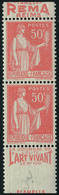 Neuf Sans Charnière N° 283a, 50c Paix Rose Rouge, Type I Avec Bandelette Pub 8 Blocs De 4 + 28 Ex Isolés Ou En Paires Ou - Sonstige & Ohne Zuordnung