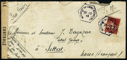 Lettre 50c Rouge (Algérie N° 81) Sur L. Càd Bâtiment De Ligne Richelieu 28.10.43 Pour Settat Maroc, Bande Et Cachet De C - Altri & Non Classificati