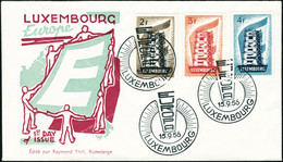 Lettre 1956 Année Complète Oblitérée 1er Jour S/enveloppes Illustrées. T.B. - Andere & Zonder Classificatie