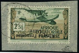 Fragment N° 15a, 2f50 Afrique Française Libre, Surcharge Renversée, Obl Sur Petit Fragment, T.B. Signé JF Brun - Altri & Non Classificati