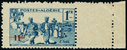 Neuf Sans Charnière N° 159a. 1f + 1f Bleu, Double Surcharge, Bdf, T.B. Cote Maury. - Autres & Non Classés