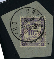Oblitéré N° 1, 10c Violet Surcharge Violette Càd Complet D'Oran 18, Sur Petit Fragment, Superbe Signé JF Brun - Other & Unclassified