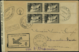 Lettre N° 236, + 5f Sur 25c Spitfire, Bloc De 4 Sur L Càd Douala 8 Dec 40 Pour Douala, Réexpédié à Nhongsamba, Arrivée 1 - Sonstige & Ohne Zuordnung