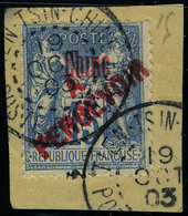 Oblitéré N° 15, 15c Bleu Type Sage Sur Petit Fragment, Càd Tien Tsin 19 Oct 03 TB - Altri & Non Classificati
