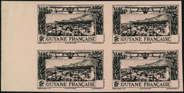 Neuf Sans Charnière N° Type Vue De Cayenne, Essai ND Sans Valeur Faciale, Noir Sur Rose, Bloc De 4 Bdf, Superbe. Maury   - Altri & Non Classificati