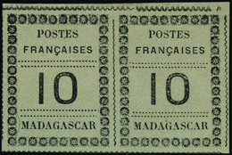 Neuf Sans Gomme N° 9. 10c Noir Sur Vert-bleu, Paire Horizontale, T.B. Signé Miro. - Other & Unclassified