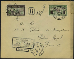 Lettre LR Affranchie Cachet PP 030 + TP N° 86 Et 87, Càd St Pierre Et Miquelon 7.5.26 Pour Paris, T.B. Maury - Autres & Non Classés