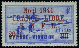 Neuf Avec Charnière N° 212/231, La Série Complète Surchargée Noel 1941 France Libre FNFL En Rouge, TB, Signé A Brun Et C - Autres & Non Classés