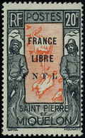 Neuf Sans Charnière N° 285, 20c Noir Et Rouge Orange Surchargé France Libre FNFL,  TB Signé A Brun - Other & Unclassified