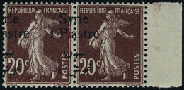 Neuf Sans Charnière N° 109, 1p Sur 20c Lilas Brun Semeuse, Paire Hor Surchrage à Cheval, Bdf, TB - Sonstige & Ohne Zuordnung