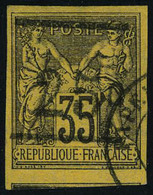 Oblitéré N° 1, 25c Sr 35c De 1877, 1 Voisin, Superbe Signé A Brun - Autres & Non Classés