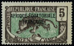 Neuf Avec Charnière N° 22a, 5c Brun Foncé Et Vert Sans Surcharge Tchad, Cl, TB - Other & Unclassified