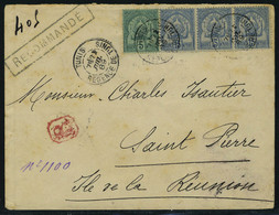 Lettre N° 11, N° 13 (bande Hor. De 3) Sur LR, Càd Tunis 22 Juil 89 Pour St Pierre De La Réunion, Au Verso Càd Marseille  - Otros & Sin Clasificación