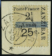Fragment N° 44, 21/2 Et 25 Bleu Pâle Obl Sur Fragment Signé Brun TB  Tirage 10 - Other & Unclassified