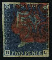 Oblitéré N° 2, 2 P Bleu, Obl Rosette Rouge, Belles Marges, Superbe - Andere & Zonder Classificatie