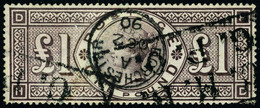 Oblitéré N° 89, 1£ Brun Lilas, T.B., Signé, SG 186  4000 £. - Sonstige & Ohne Zuordnung