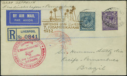 Lettre Zeppelin 7 SAF 1932 Pour Récife Pernambuco, Càd De Transit Berlin 25.9.32, Arrivée Pernambuco 29.IX.32, T.B. - Otros & Sin Clasificación