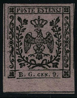 Neuf Avec Charnière N° 2, 9c Lilas Gris, Bdf, Superbe, Signé Fiecchi, Sassone BG 2 : 1200 € - Other & Unclassified