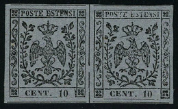 Neuf Avec Charnière N° 4, 10c Gris Violet, Paire Horizontale, Superbe, Signée Fiecchi, Sassone BG 4 : 240€ - Autres & Non Classés