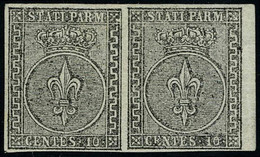 Neuf Avec Charnière N° 2, 10c Noir Sur Blanc, Paire Hor., Bdf, Superbe, Signé Diéna, Sassone 2 - Altri & Non Classificati