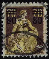 Oblitéré N° 148a, 80 Sur 70 Brun Sur Jaune, Variété 8 Cassé, Cat. Suisse 650 FS - Altri & Non Classificati