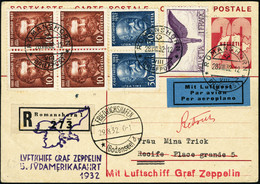 Lettre ZEPPELIN 5ème S.A.F 1932 S/C.P. CàD Romanshorn 28.VIII.32 CàD De Transit Et Friedrichshafen 29.8.32 Pour Recife.  - Otros & Sin Clasificación