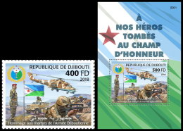 DJIBOUTI 2018 MNH** Djibouti Flag Fahne Drapeau De Djibouti 1v+S/S - IMPERFORATED - DH1829 - Francobolli