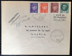 France ILOT DE SAINT NAZAIRE / POCHE DE L'ATLANTIQUE - 1945 - ENVELOPPE RECOMMANDEE Du Pouliguen - War Stamps