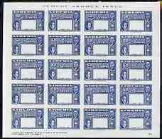 Liberia 1952, Ashmun 50c Blue Imperf Proof Sheet Of 20 Of Frame Only In Issued Colour Unmounted Mint As SG 722 - Errores En Los Sellos