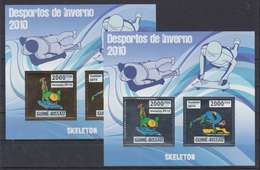 GUINEE BISSAU GUINE 2010 - WINTER OLYMPIC SPORT GAMES VANCOUVER CANADA -  SKELETON - GOLD + SILVER - RARE MNH - Hiver 2010: Vancouver