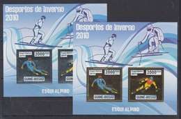 GUINEE BISSAU GUINE 2010 - WINTER OLYMPIC SPORT GAMES VANCOUVER -  SKI ALPIN ALPINE SKIING - GOLD + SILVER - RARE MNH - Winter 2010: Vancouver