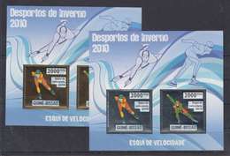 GUINEE BISSAU GUINE 2010 - WINTER OLYMPIC SPORT GAMES VANCOUVER - SKI DE VITESSE SPEED SKIING - GOLD + SILVER - RARE MNH - Invierno 2010: Vancouver